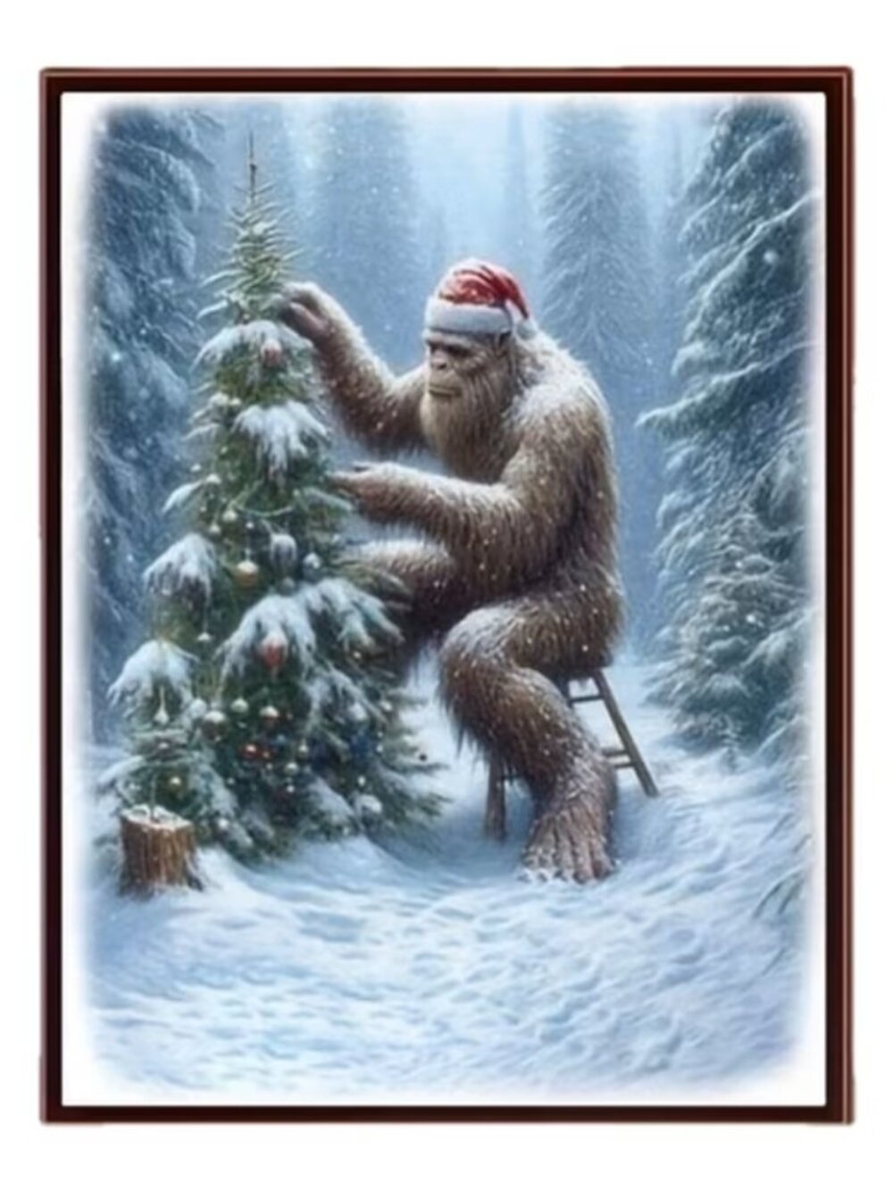 Gorilla and Christmas Tree Diamond Painting Kit